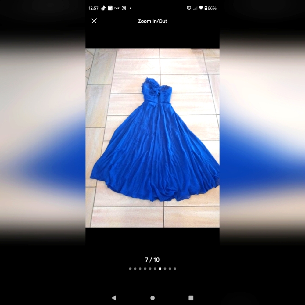 Beautiful blue one shoulder strap pageant/prom dress